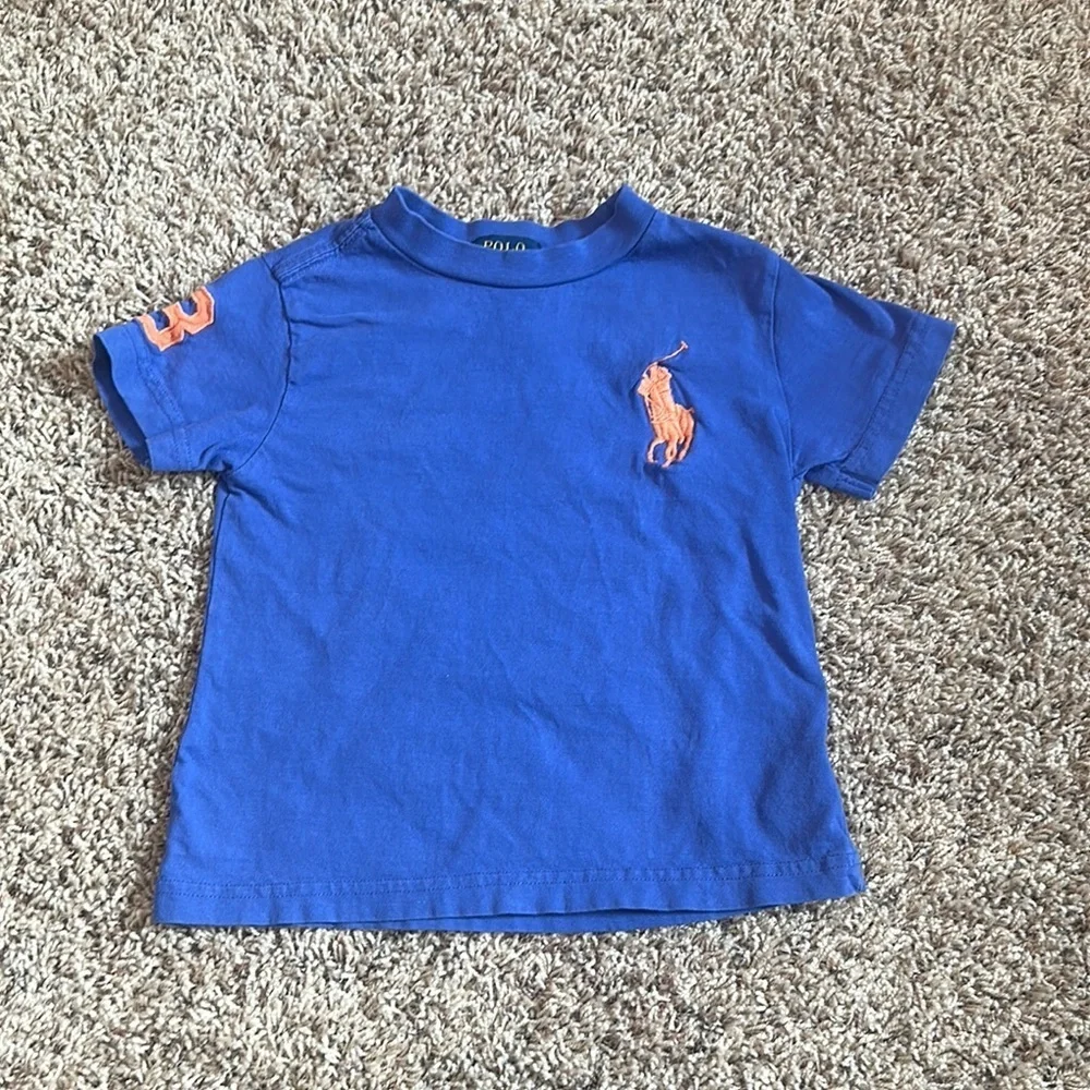 Polo by Ralph Lauren Kids Royal Blue Tee with Orange Logo size 2T